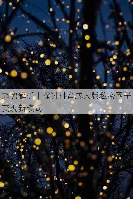 趋势解析｜探讨抖音成人版私密圈子变现新模式